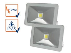 MeineWunschleuchte 10 Watt LED Strahler 2er SET, 3000 Kelvin Warmweiß, IP65, 9x13cm