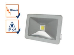 Perel 10 Watt LED Strahler ALU, 3000 Kelvin Warmweiß, IP65, 9x13cm