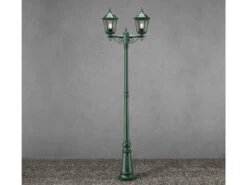 Konstsmide 2-flammige Gartenlaterne FIRENZE, Aluminium Grün, Inkl. Pfahl
