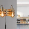 MeineWunschleuchte 2-flammige Holzbrett LED Wandlampe Mit Ausgefallenem Vintage Industriedesign 1 MeineWunschleuchte 2-flammige Holzbrett LED Wandlampe Mit Ausgefallenem Vintage Industriedesign -Bestes Beleuchtungs Geschäft 2 flammige holzbrett led wandlampe mit ausgefallen