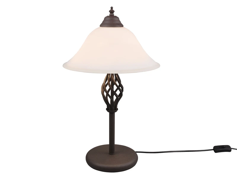 Trio Leuchten 2-flammige Tischleuchte RUSTICA Landhausstil In Rostoptik Mit Glasschrim 4 Trio Leuchten 2-flammige Tischleuchte RUSTICA Landhausstil In Rostoptik Mit Glasschrim – Bild 2