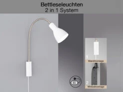 Fischer & Honsel 2 In 1 Leselampe & Bettleuchte LOLLAND Weiß Mit Kabel & Stecker 12 Fischer & Honsel 2 In 1 Leselampe & Bettleuchte LOLLAND Weiß Mit Kabel & Stecker -Bestes Beleuchtungs Geschäft 2 in 1 leselampe bettleuchte lolland weiss mit kab 2