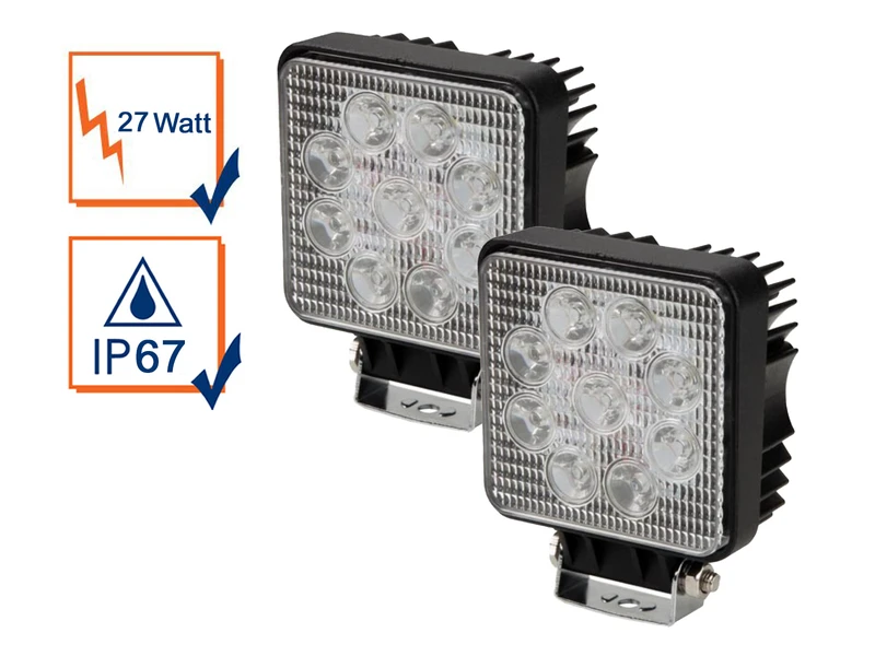Perel 27 Watt LED Strahler ALU 2er SET, 4250 Kelvin Neutralweiß, IP67, 13,5x11cm 3 Perel 27 Watt LED Strahler ALU 2er SET, 4250 Kelvin Neutralweiß, IP67, 13,5x11cm