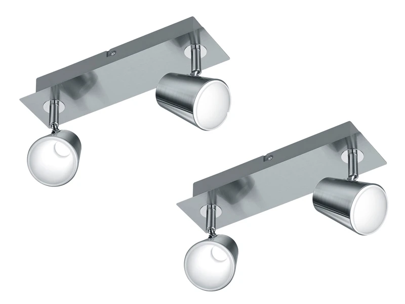 MeineWunschleuchte 2er SET 2-flammige Wandstrahler Mit Schalter, Metall Silber, Breite 28cm 4 MeineWunschleuchte 2er SET 2-flammige Wandstrahler Mit Schalter, Metall Silber, Breite 28cm – Bild 2