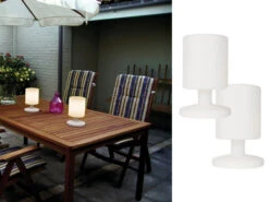 MeineWunschleuchte 2er SET Akku LED Tischleuchten Outdoor Mit RGB Farbwechsler, Höhe 25cm