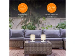 MeineWunschleuchte 2er SET Akku LED Tischleuchten Outdoor Mit RGB Farbwechsler, Höhe 25cm -Bestes Beleuchtungs Geschäft 2er set akku led tischleuchten outdoor mit rgb far 6