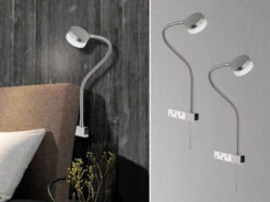 Fischer & Honsel 2er Set Anschraubbare LED Schwanenhals Leselampen / Bettleuchten Mit Schalter