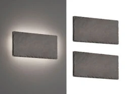 Trio Leuchten 2er Set Außergewöhnliche LED Wandleuchten Aus Schwarzem Schiefer 25cm Rechteckig