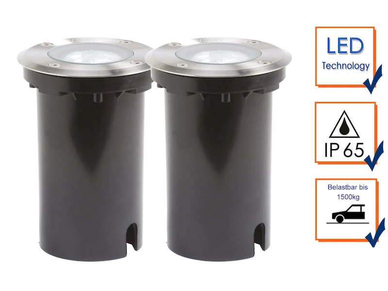 Konstsmide 2er-Set Bodeneinbaustrahler, Außenleuchte Rund, Ø 11cm, IP65, Edelstahl / Glas 5 Konstsmide 2er-Set Bodeneinbaustrahler, Außenleuchte Rund, Ø 11cm, IP65, Edelstahl / Glas – Bild 3