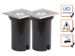 Konstsmide 2er-Set Bodeneinbaustrahler Eckig, 11cm, IP65, Edelstahl, Bis 1500 Kg -Bestes Beleuchtungs Geschäft 2er set bodeneinbaustrahler eckig 11cm ip65 edelst 2