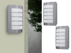 Lutec 2er Set Dezente Edelstahl LED Außenwandleuchte SLIM, IP44, 21,6 X 17,6 Cm