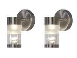 Konstsmide 2er Set Dimmbare Außenwandleuchten BOLZANO Edelstahl, Fassadenbeleuchtung Modern