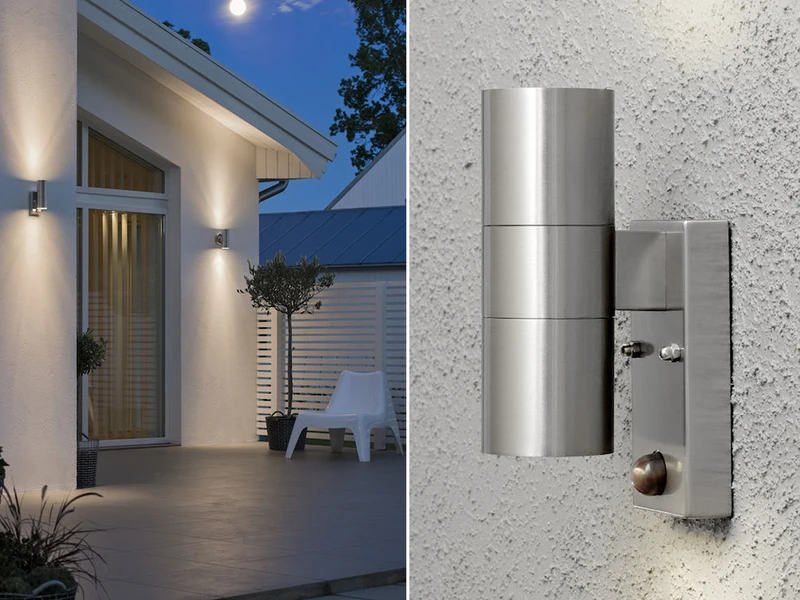 Konstsmide 2er-Set Edelstahl Up-Down Wandleuchte MODENA Mit Bewegungsmelder, GU10, H: 20 Cm 3 Konstsmide 2er-Set Edelstahl Up-Down Wandleuchte MODENA Mit Bewegungsmelder, GU10, H: 20 Cm