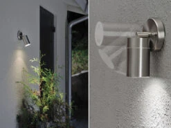 Konstsmide 2er-Set Edelstahl Wandspot MODENA, GU10, Höhe 15 Cm, IP44