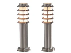 Konstsmide 2er Set Energiespar Sockelleuchte TRENTO, Wegeleuchte Edelstahl / Acryl