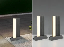 MeineWunschleuchte 2er Set Flache LED Sockelleuchten Aus Aluminium In Anthrazit, Höhe 50cm