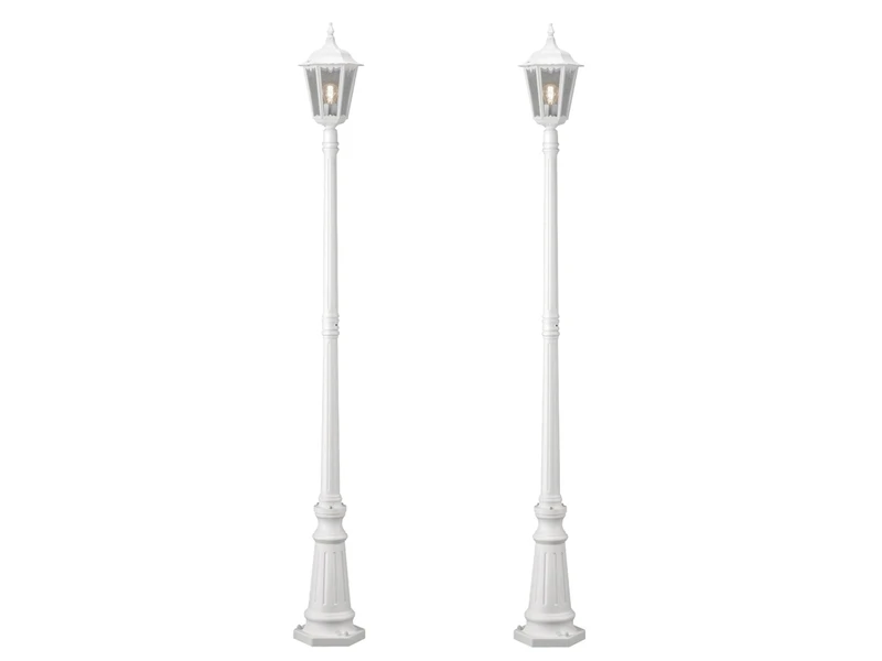 Konstsmide 2er-Set Gartenlaterne FIRENZE, E27, Aluminium Weiß, Inkl. Pfahl Und Fundament 3 Konstsmide 2er-Set Gartenlaterne FIRENZE, E27, Aluminium Weiß, Inkl. Pfahl Und Fundament