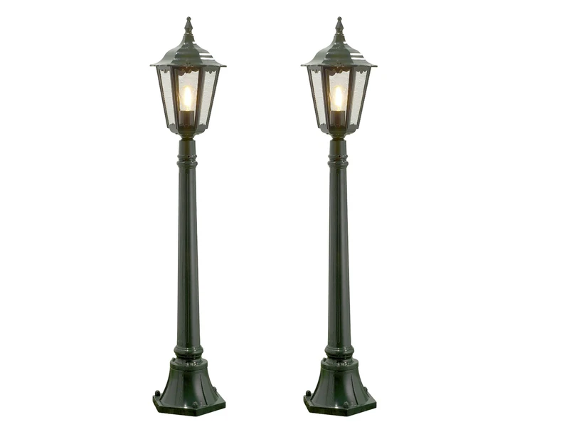 Konstsmide 2er-Set Grüne Wegeleuchten FIRENZE, E27, Aluminium, Inkl. Pfahl Und Fundament 3 Konstsmide 2er-Set Grüne Wegeleuchten FIRENZE, E27, Aluminium, Inkl. Pfahl Und Fundament