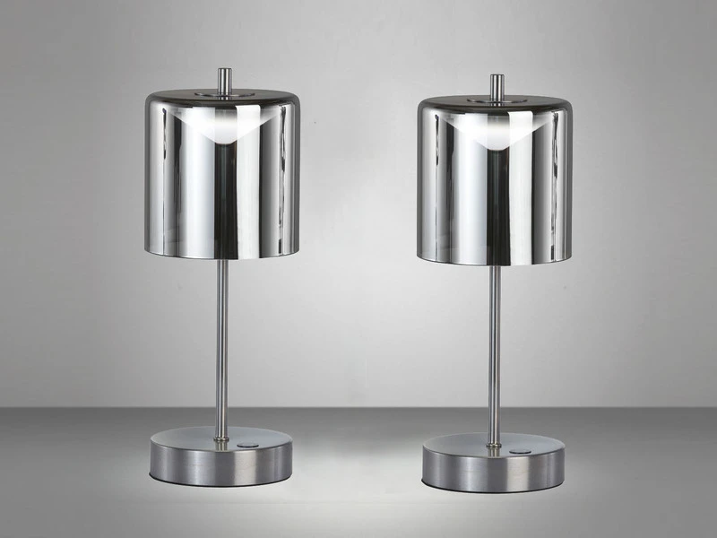 MeineWunschleuchte 2er SET Kabellose Tischlampen Silber / Rauchglas Mit Touchdimmer, Höhe 34,5cm 5 MeineWunschleuchte 2er SET Kabellose Tischlampen Silber / Rauchglas Mit Touchdimmer, Höhe 34,5cm – Bild 3