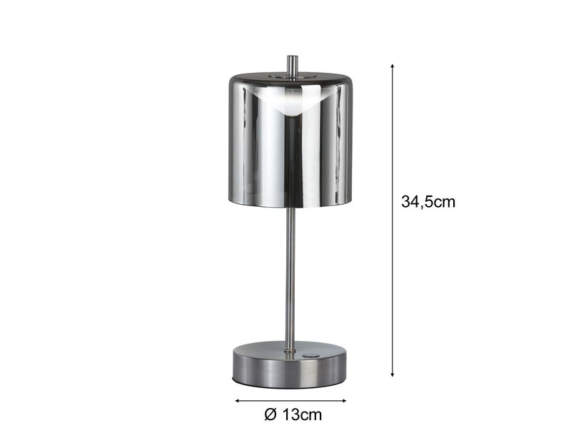MeineWunschleuchte 2er SET Kabellose Tischlampen Silber / Rauchglas Mit Touchdimmer, Höhe 34,5cm 6 MeineWunschleuchte 2er SET Kabellose Tischlampen Silber / Rauchglas Mit Touchdimmer, Höhe 34,5cm – Bild 4