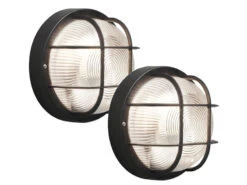 Konstsmide 2er-Set Kellerleuchten MANTOVA Schwarz Schutzgitter Wand-/Deckenmontage