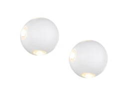 MeineWunschleuchte 2er SET Kleine LED Außenwandleuchten 4 Flammig, Kugel In Weiß Ø 10cm -Bestes Beleuchtungs Geschäft 2er set kleine led aussenwandleuchten 4 flammig ku 1