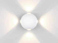 MeineWunschleuchte 2er SET Kleine LED Außenwandleuchten 4 Flammig, Kugel In Weiß Ø 10cm -Bestes Beleuchtungs Geschäft 2er set kleine led aussenwandleuchten 4 flammig ku 4