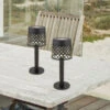 MeineWunschleuchte 2er Set Kleine LED Outdoor Solar Tischleuchten Gitterschirm Schwarz, Höhe 21cm -Bestes Beleuchtungs Geschäft 2er set kleine led outdoor solar tischleuchten git