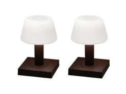 MeineWunschleuchte 2er Set Kleine LED Outdoor Tischleuchten Per USB Aufladbar, Rostoptik H: 19cm -Bestes Beleuchtungs Geschäft 2er set kleine led outdoor tischleuchten per usb a 1