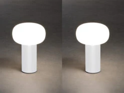 MeineWunschleuchte 2er Set LED Akku Outdoor Tischleuchten Mit RGB Farbwechsel, Weiß Höhe 19cm -Bestes Beleuchtungs Geschäft 2er set led akku outdoor tischleuchten mit rgb far 10