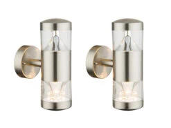 Globo 2er Set LED Außenleuchte Edelstahl, Up&Down Außenwandleuchte Fassadenbeleuchtung