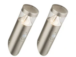 Globo 2er Set LED Außenwandleuchten Edelstahl Mit Bewegungsmelder, Fassadenbeleuchtung