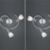 Trio Leuchten 2er Set LED Deckenstrahler 3-flammig Silber Glasschirme Schwenkbar Ø 30cm -Bestes Beleuchtungs Geschäft 2er set led deckenstrahler 3 flammig silber glassc