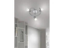 Trio Leuchten 2er Set LED Deckenstrahler 3-flammig Silber Glasschirme Schwenkbar Ø 30cm -Bestes Beleuchtungs Geschäft 2er set led deckenstrahler 3 flammig silber glassc 2