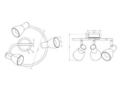 Trio Leuchten 2er Set LED Deckenstrahler 3-flammig Silber Glasschirme Schwenkbar Ø 30cm -Bestes Beleuchtungs Geschäft 2er set led deckenstrahler 3 flammig silber glassc 4