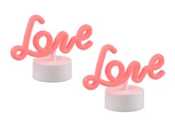 MeineWunschleuchte 2er SET LED Dekoleuchte Mit Schriftzug Love Batterie- Oder USB Betrieben H: 14cm -Bestes Beleuchtungs Geschäft 2er set led dekoleuchte mit schriftzug love batter 1
