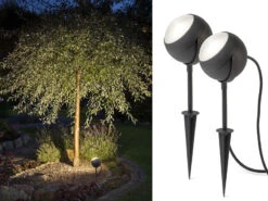 Konstsmide 2er-Set LED-Erdspießstrahler Gartenstrahler LECCE 40cm Alu, Schwenkbar, 4W, IP44