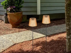 Globo 2er Set LED Solar Erdspießleuchten Bernsteinfarbig, Höhe 60cm -Bestes Beleuchtungs Geschäft 2er set led solar erdspiessleuchten bernsteinfarbi 3