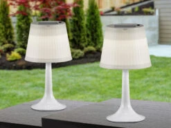 MeineWunschleuchte 2er Set LED Solar Outdoor Tischleuchten Weiß, Höhe 36cm -Bestes Beleuchtungs Geschäft 2er set led solar outdoor tischleuchten weiss hoeh 4