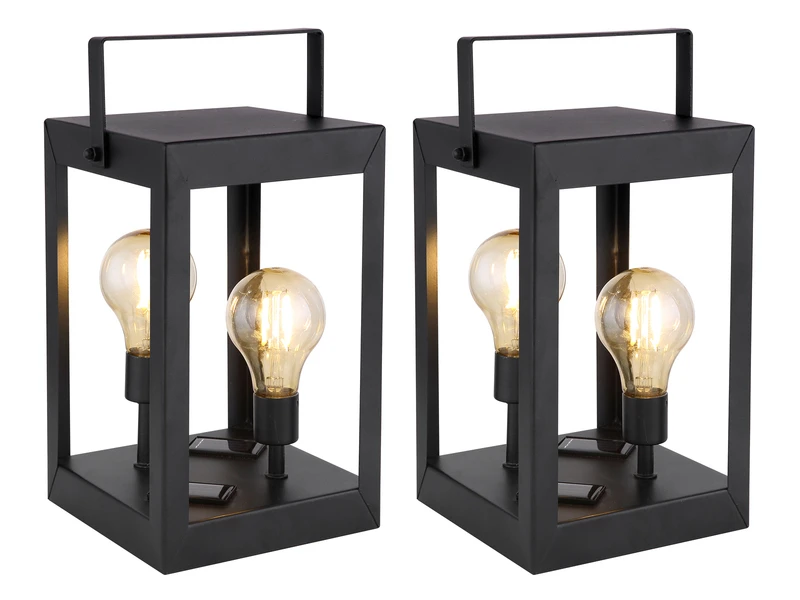 MeineWunschleuchte 2er Set LED Solar Tischleuchten Laternen Aus Metall In Schwarz, Höhe 28cm 4 MeineWunschleuchte 2er Set LED Solar Tischleuchten Laternen Aus Metall In Schwarz, Höhe 28cm – Bild 2