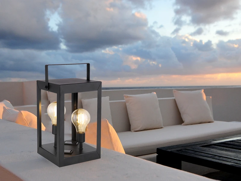 MeineWunschleuchte 2er Set LED Solar Tischleuchten Laternen Aus Metall In Schwarz, Höhe 28cm 7 MeineWunschleuchte 2er Set LED Solar Tischleuchten Laternen Aus Metall In Schwarz, Höhe 28cm – Bild 5