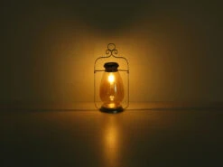 MeineWunschleuchte 2er Set LED Solarlaternen Silber Mit Bernsteinfarbigem Lampenschirm, H 36,5cm -Bestes Beleuchtungs Geschäft 2er set led solarlaternen silber mit bernsteinfarb 4