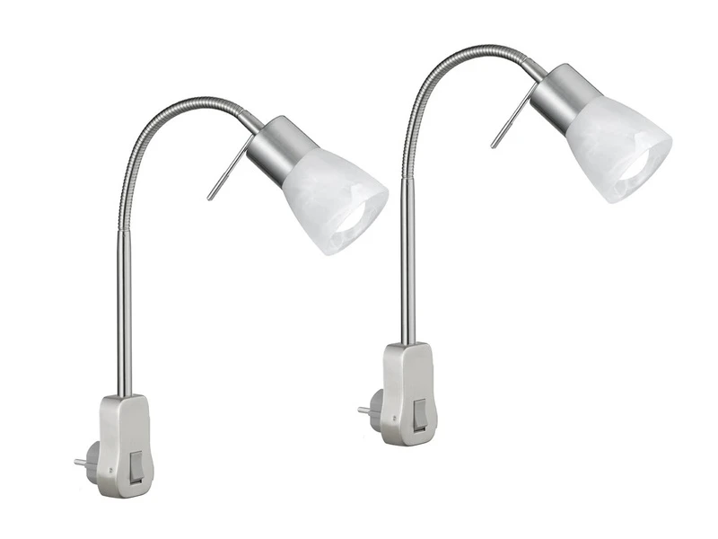 Trio Leuchten 2er Set LED Steckerspots Mit Schalter Und Flexarm, Silber Höhe 40cm 4 Trio Leuchten 2er Set LED Steckerspots Mit Schalter Und Flexarm, Silber Höhe 40cm – Bild 2