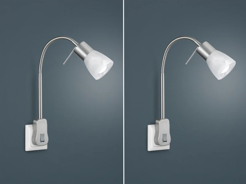 Trio Leuchten 2er Set LED Steckerspots Mit Schalter Und Flexarm, Silber Höhe 40cm 5 Trio Leuchten 2er Set LED Steckerspots Mit Schalter Und Flexarm, Silber Höhe 40cm – Bild 3