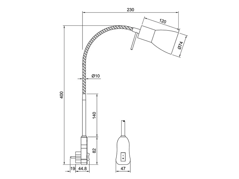 Trio Leuchten 2er Set LED Steckerspots Mit Schalter Und Flexarm, Silber Höhe 40cm 11 Trio Leuchten 2er Set LED Steckerspots Mit Schalter Und Flexarm, Silber Höhe 40cm – Bild 9