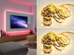 MeineWunschleuchte 2er Set LED Streifen Mit Fernbedienung, RGB & Sound Control Funktion - 5 Meter