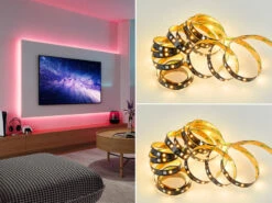 MeineWunschleuchte 2er Set LED Streifen Mit Fernbedienung, RGB & Sound Control Funktion - 3 Meter