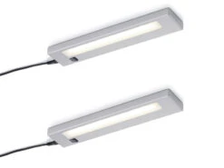 MeineWunschleuchte 2er SET LED Unterbauleuchten Grau Flach Mit 230V Direktanschluss, 34cm Kurz -Bestes Beleuchtungs Geschäft 2er set led unterbauleuchten grau flach mit 230v d 1