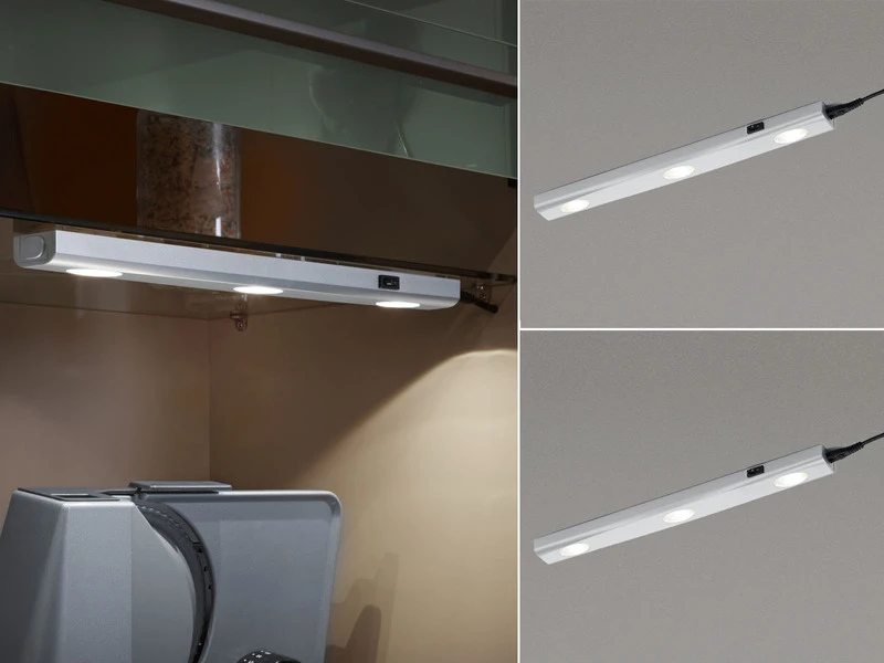 MeineWunschleuchte 2er SET LED Unterbauleuchten Silber Flach Mit 230V Direktanschluss, 40cm 3 MeineWunschleuchte 2er SET LED Unterbauleuchten Silber Flach Mit 230V Direktanschluss, 40cm