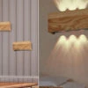 MeineWunschleuchte 2er SET LED Wandleuchten Holz Rechteckig Up And Down, 21cm Breit -Bestes Beleuchtungs Geschäft 2er set led wandleuchten holz rechteckig up and do